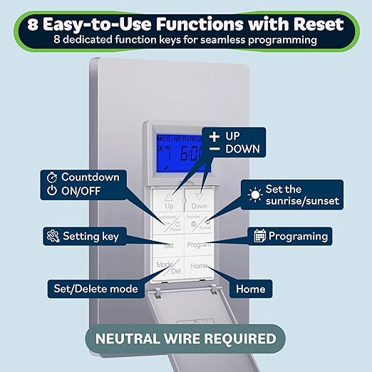 TOPGREENER Digital Astronomic Timer Switch, 7-Day Programmable Sunrise Sunset