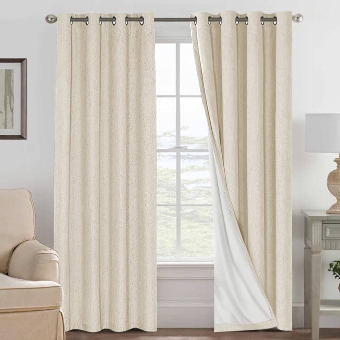 H.VERSAILTEX Curtains for Bedroom Black Out Thermal Insulated Linen Textured