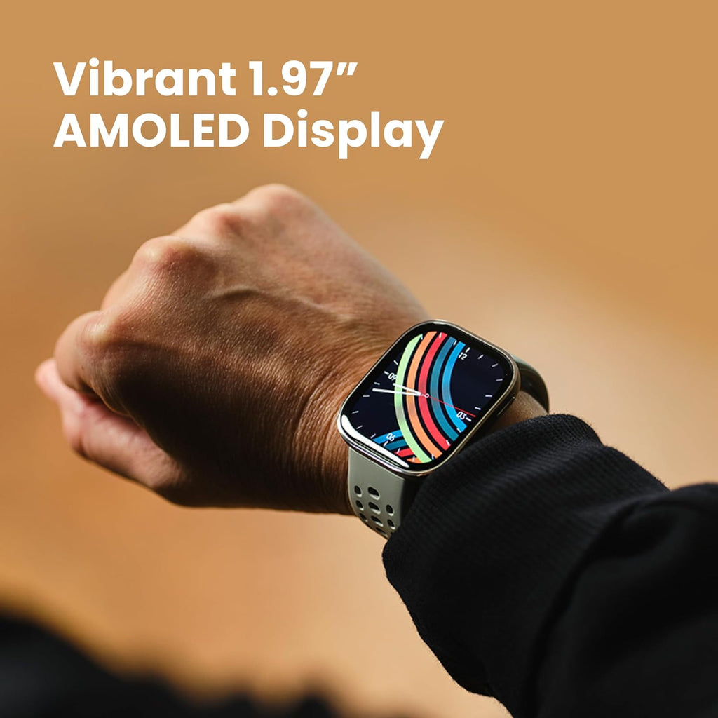 amazfit bip 6 smart watch, 1.97" amoled display shown in use