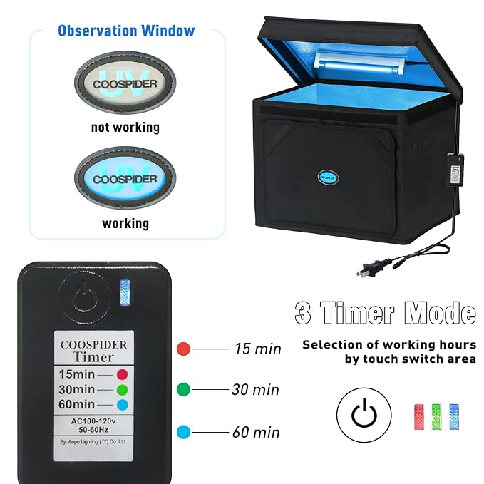 Large UVC Sanitizer Box with Ozone, Foldable Cleaner Bag with Timer, 36L/9.5gal