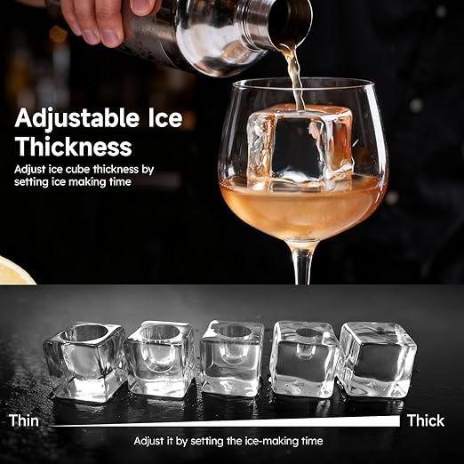 Clear Ice Cube Maker, Makes 3 Large 2.2" Square Ice Cubes in Just 40 Minutes (288Pcs)