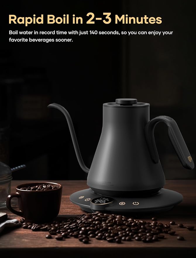 Electric Kettle, Gooseneck Electric Kettle, ±1℉ Temperature Control, Stainless