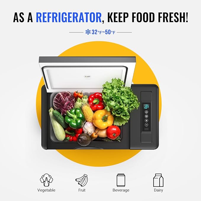 BougeRV 12 Volt Refrigerator 12V Car Fridge 30 Quart Portable Freezer