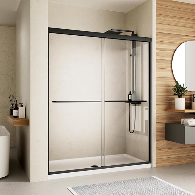 Shower Door, Royal Guard 44-48" W x 70" H Semi-Frameless Double Sliding Glass