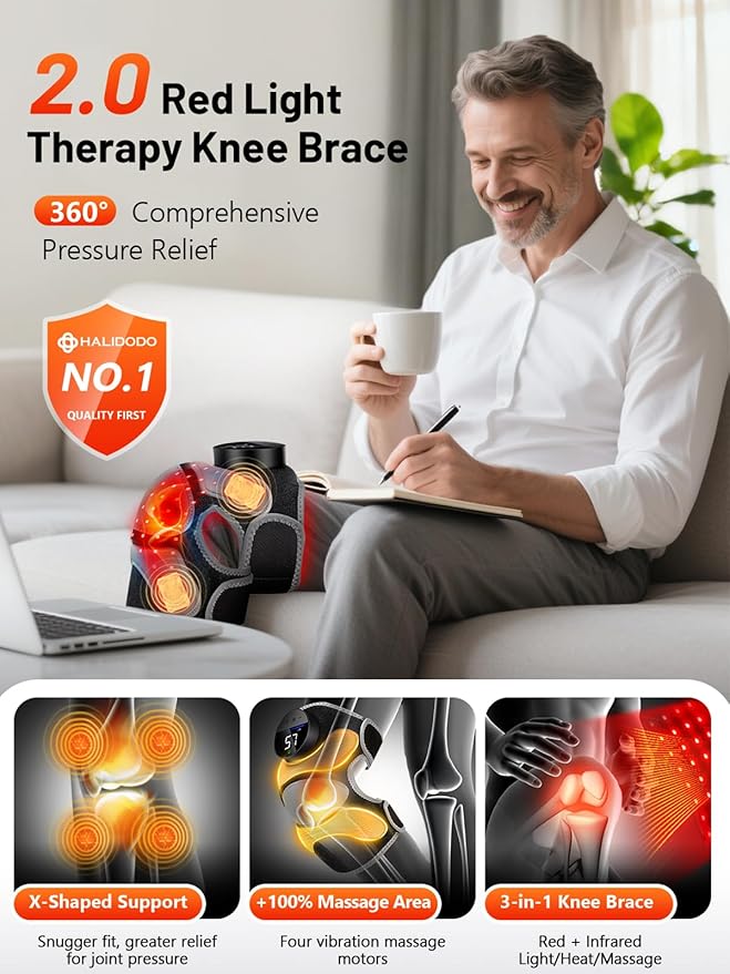 Upgrade 4 Massage Area Knee Brace & Red Light Therapy