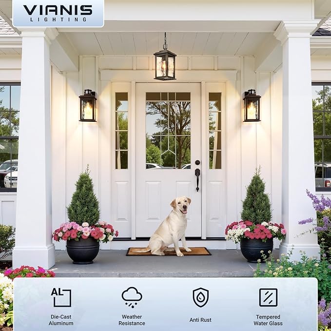 VIANIS Motion Sensor Outdoor Light Fixture, 2 Pack Oil-Rubbed Bronze,