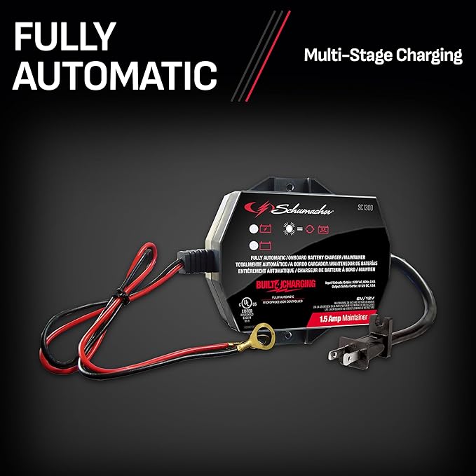 Schumacher Electric 1.5A Car Battery Charger and Maintainer, 3-in-1 Solution