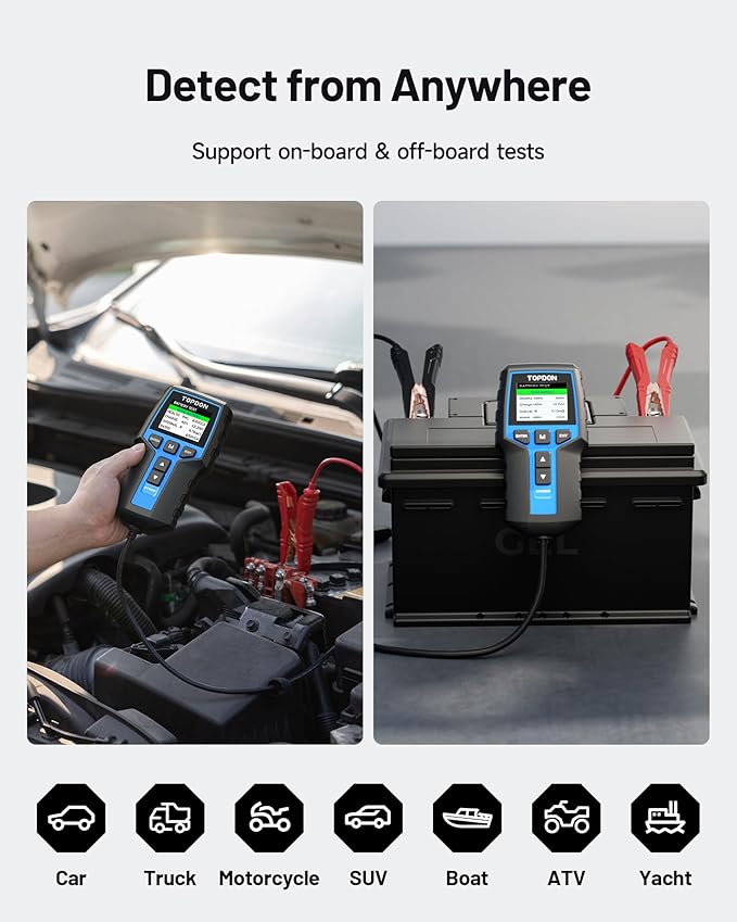 Car Battery Tester 24V 12V Load Tester, TOPDON BT200 100-2000CCA Automotive