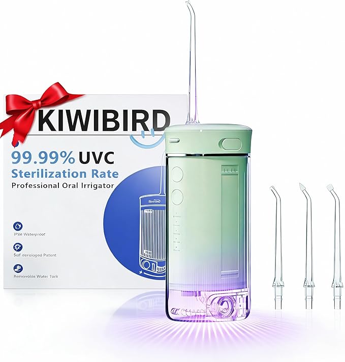KIWIBIRD Mini Water Flosser for Travel, Ultra-Portable Cordless Oral Irrigator