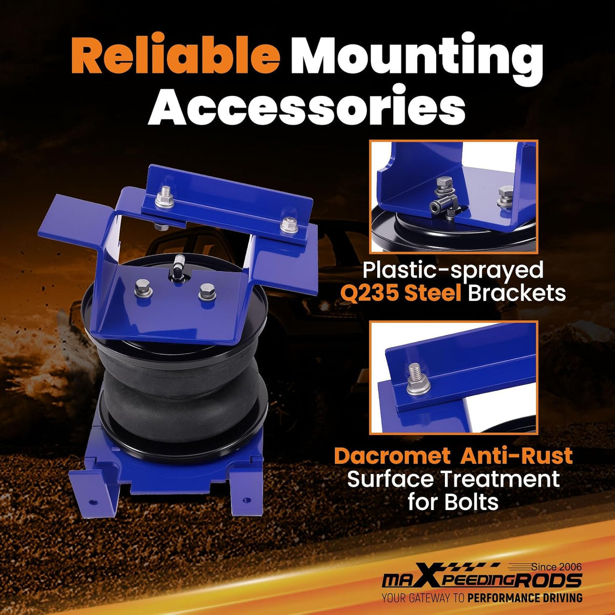 maxpeedingrods 7500 lbs rear air suspension bags kit, close-up detail