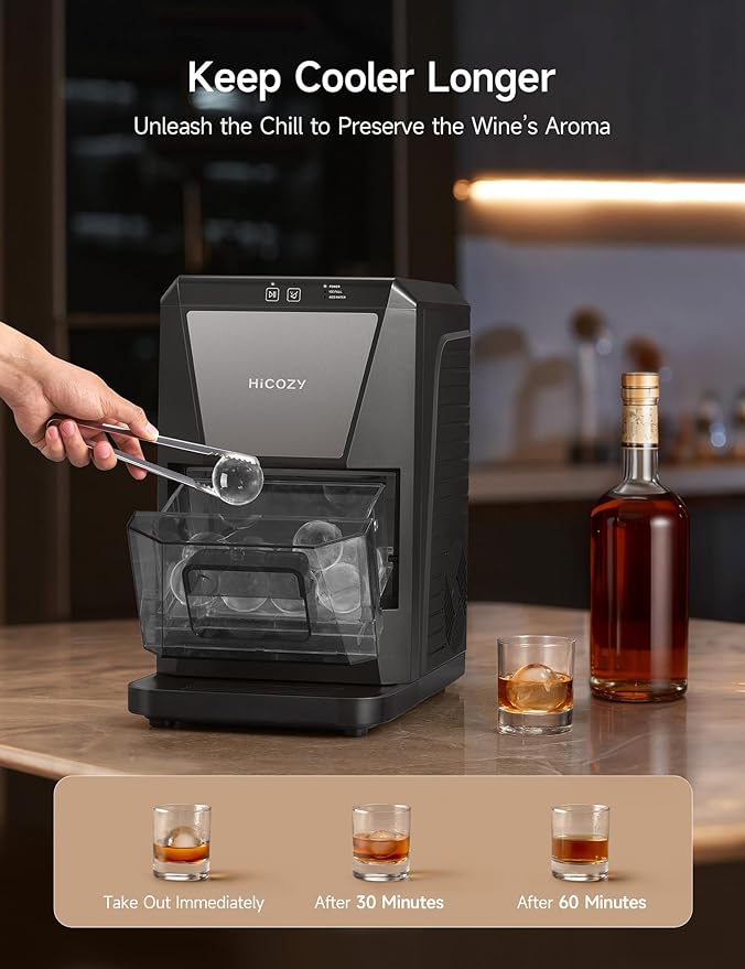 HiCOZY B1 Clear Ice Ball Maker Countertop, Sphere Ice Maker (40 Pcs)