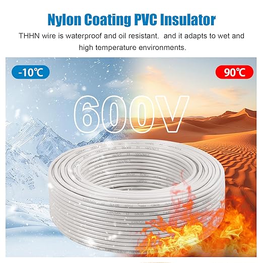THHN Wire 10 Gauge 200 FT OFC Electrical Wire, 10 AWG Solid Copper Wire Rated