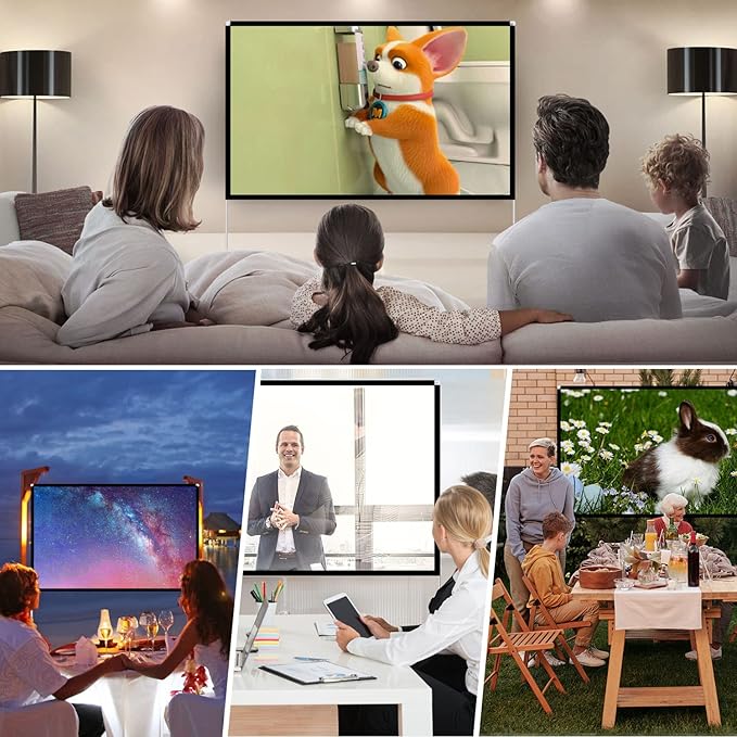 Projector Screen and Stand 100 Inch Portable Outdoor Projection Screen 16:9 4K