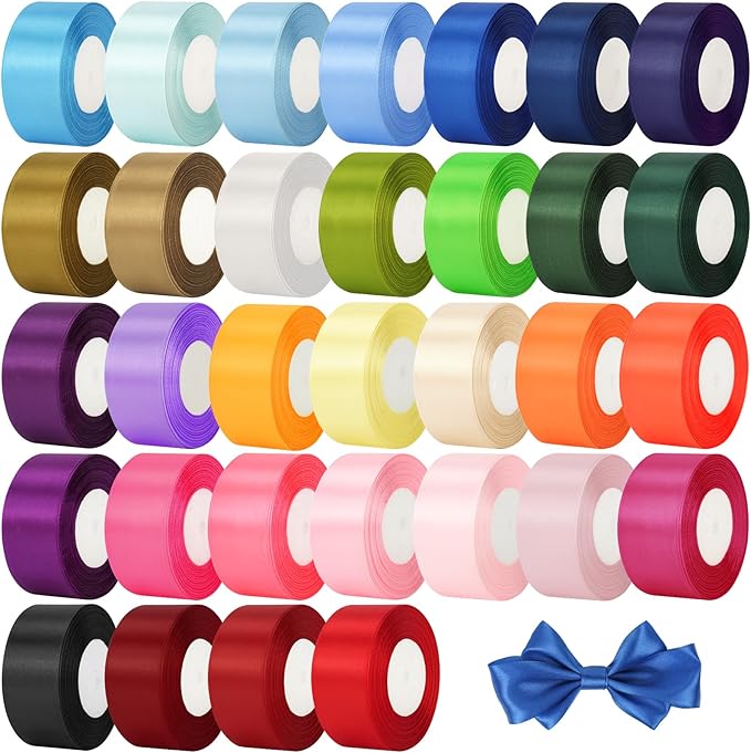 NESCCI 800 Yards Ribbon,1-1/2 Inch Satin Ribbon,Single Face Satin Ribbons, Perfect for Gift Wrapping,Wedding Decoration,Handmade Bows,Wrapping Bouquet, Halloween, Christmas