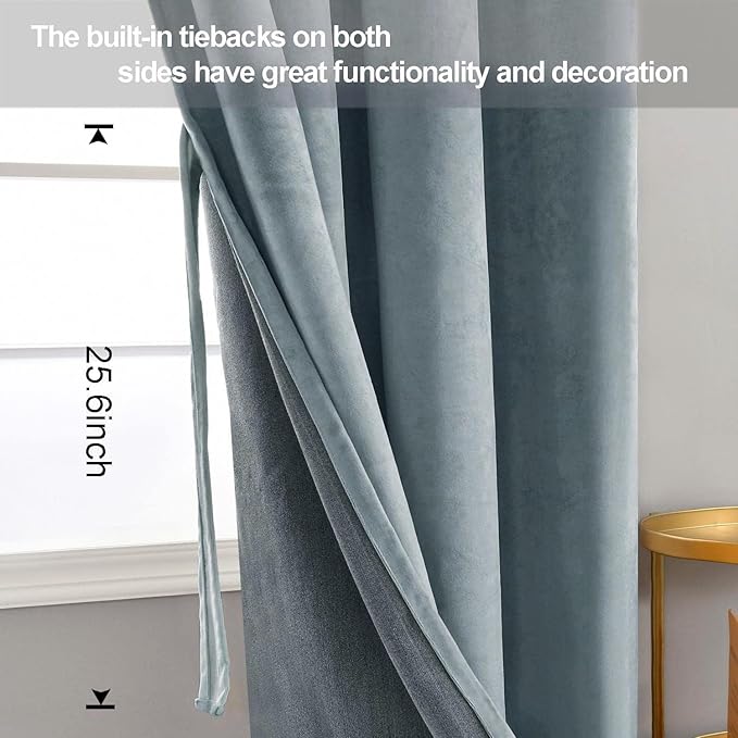 JIUZHEN Stone Blue Velvet Curtains