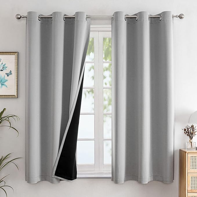 ChrisDowa 100% Blackout Curtains 63 inch Long