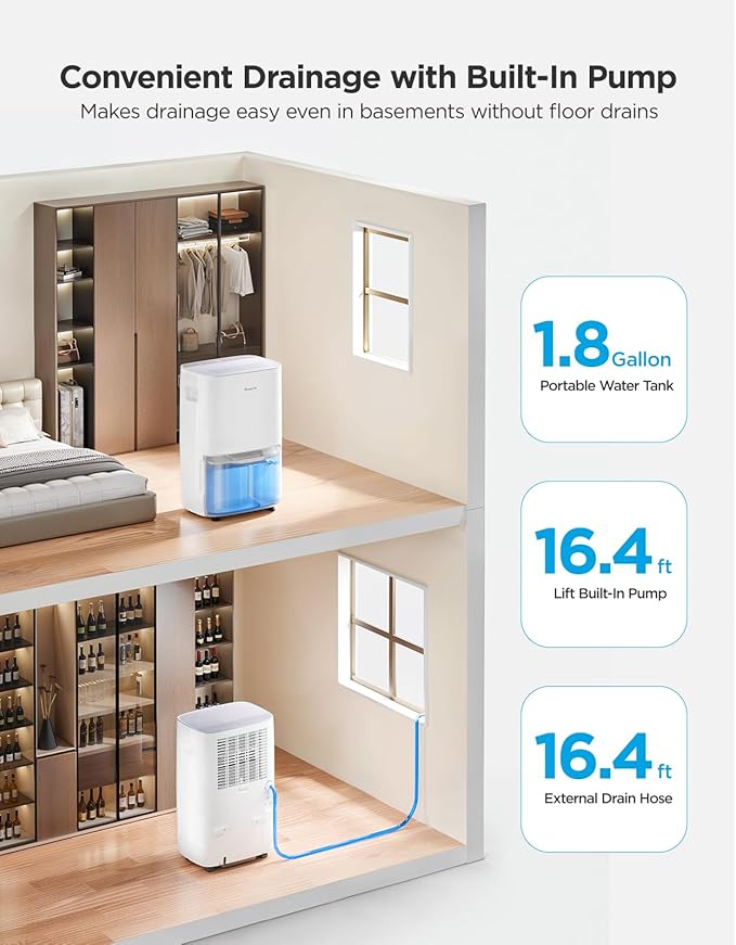 GoveeLife Dehumidifier for Home 4, 500 Sq. Ft. 50 to 137 Pint