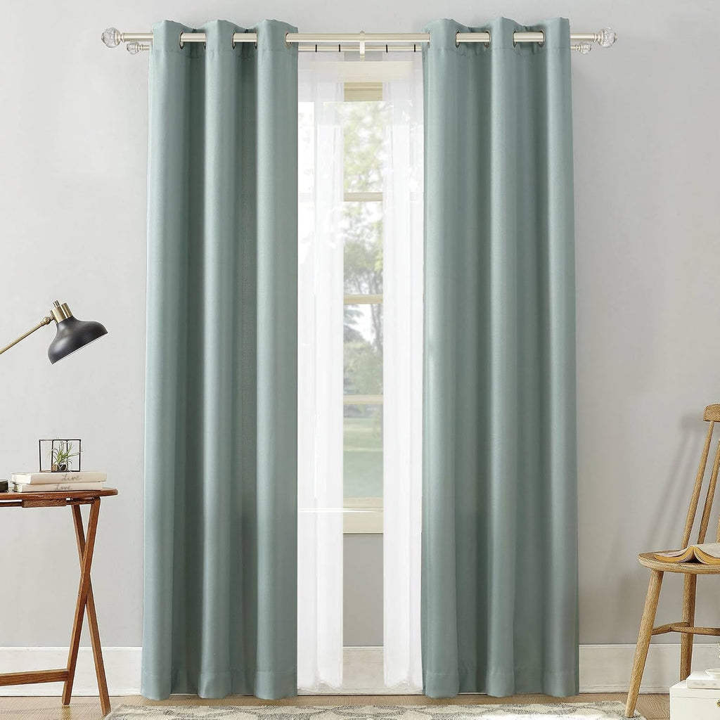 Double Curtain Rods 72 to 144 Inches(6-12 Feet) with Solid Aluminum Alloy Brackets, 1” Front and 5/8” Back Telescoping Drapery Rod for Windows, Heavy Duty Decorative Curtain Rods, Matte Silver