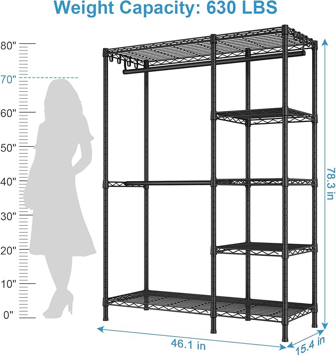 Ulif F2 Clothes Rack, 5 Tiers Heavy Duty Garment Rack