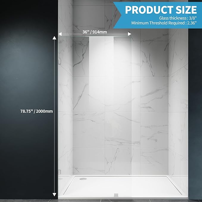 Shower Glass Panel, Frameless Walk in Shower Door