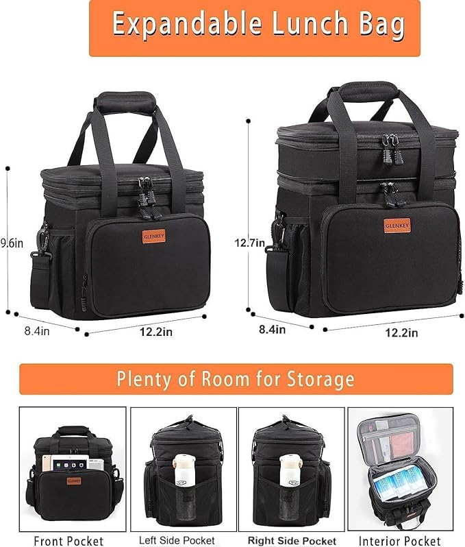 Expandable XLarge Lunch Box, Insulated Heavy Duty Lunch Bag Waterproof