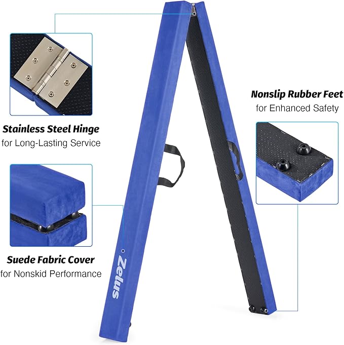 ZELUS 8' Folding Gymnastics Balance Beam, Floor Balance Beam w/Carry Handles