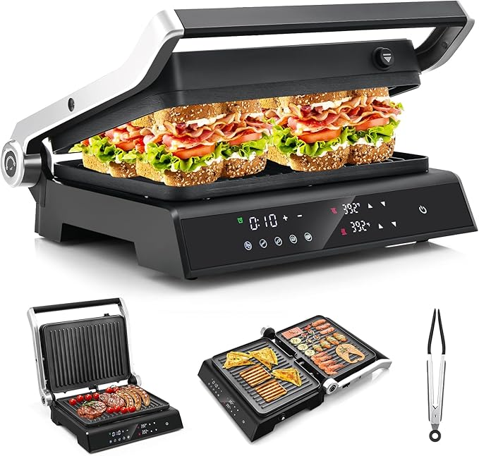 Giantex Panini Press Sandwich Maker, 3-in-1 Electric Indoor Grill, 2 Removable