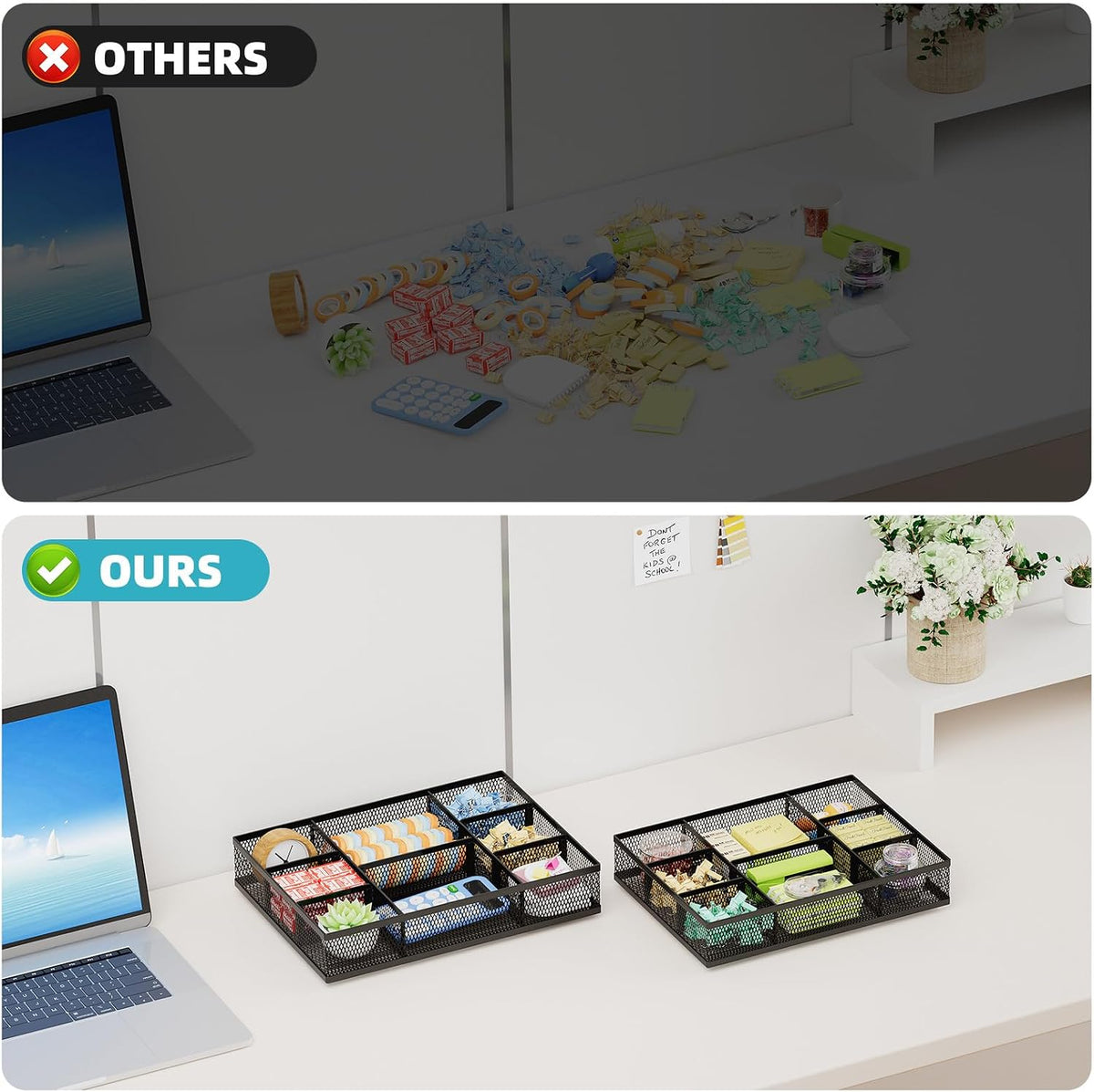 marbrasse 2 pack desk drawer organizer, mesh drawer on a desk or shelf