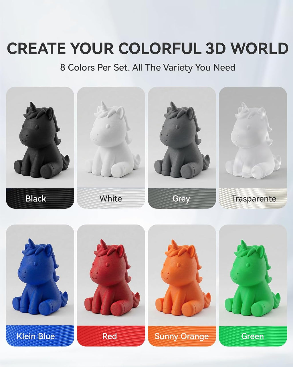sunlu 250g filament bundle 1.75mm, multicolor 3d printer, side view