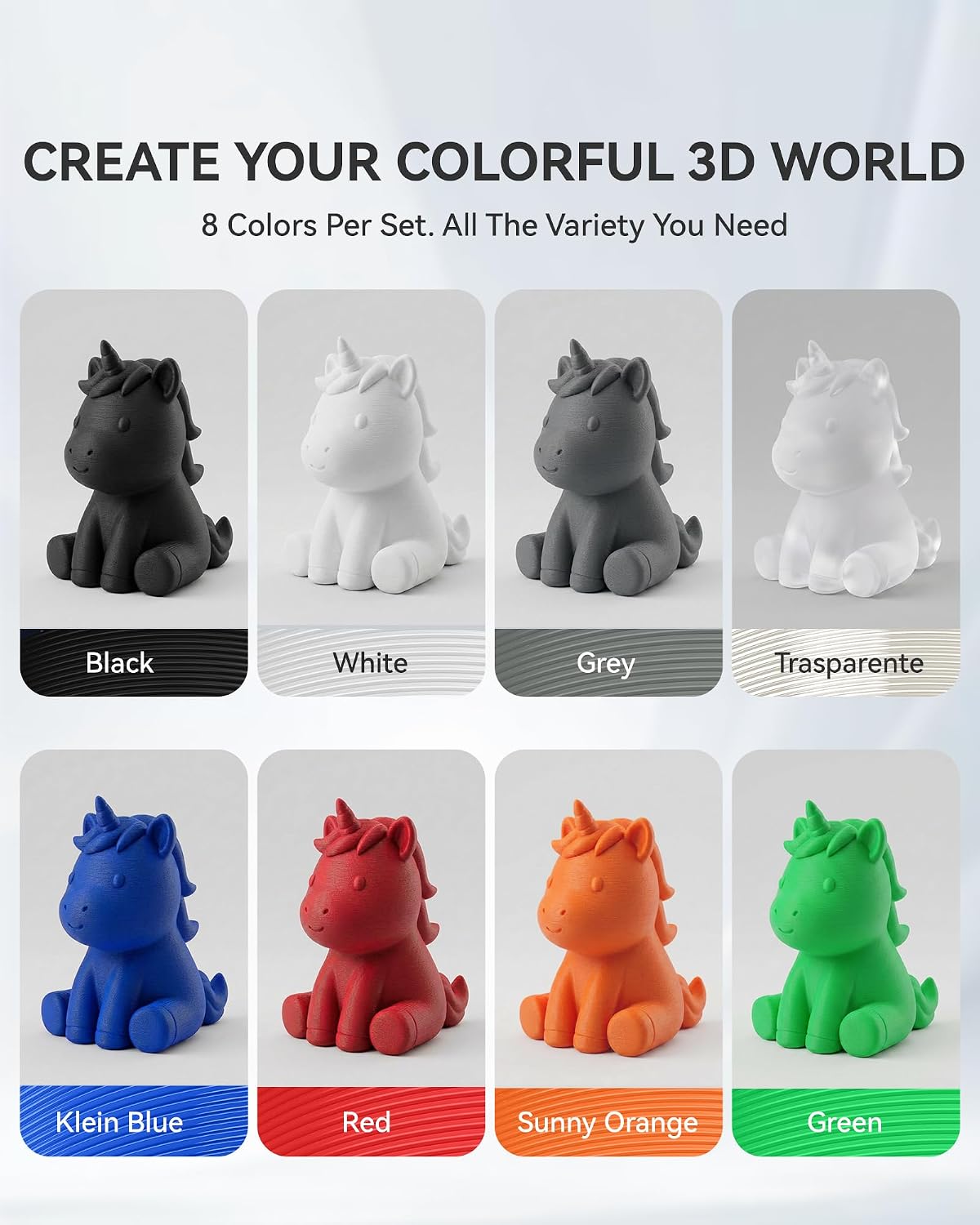 sunlu 250g filament bundle 1.75mm, multicolor 3d printer, side view