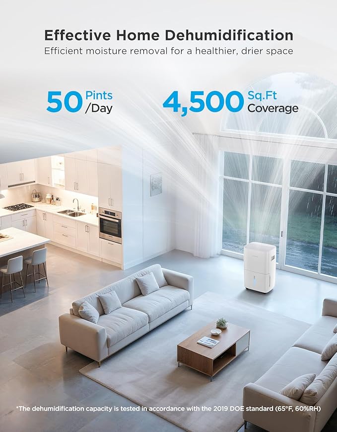 GoveeLife Dehumidifier for Home 4, 500 Sq. Ft. 50 to 137 Pint