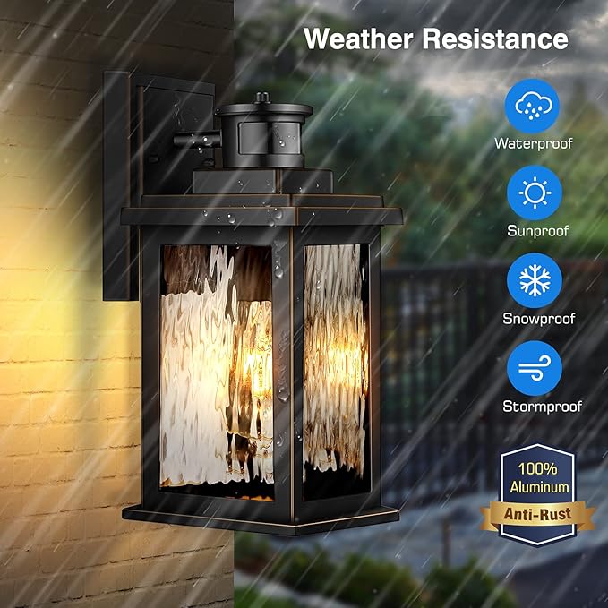 VIANIS 2 Pack Motion Sensor Outdoor Lights, Dusk To Dawn Outdoor Lighting