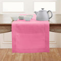 Solino Home Linen Flamingo Pink Hemstitch Table Runner 60 Inches - 100% Pure Linen Small Table Runner 14 x 60 Inch Ideal for Dresser and Coffee Tables - Classic Hemstitch, Halloween