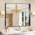 CIRCUMI Black Bathroom Mirror, Brushed Finish, Tempered Glass, Mirror
