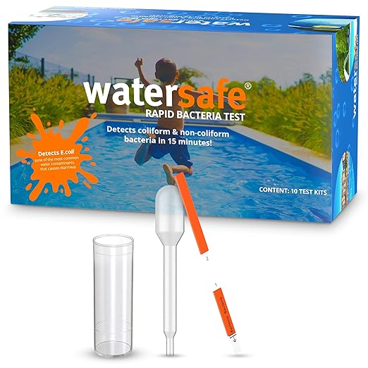 Pool and Spa Rapid Bacteria Test by Watersafe, Detects Down to 1 Bacteria/μL (Pack of 10)