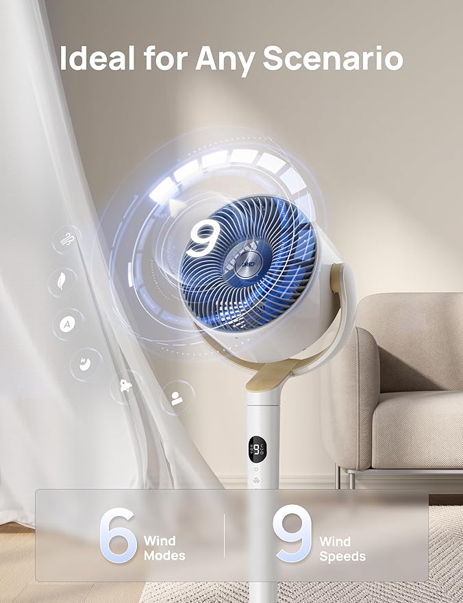 Dreo Smart Fan for Bedroom, 120° +120° Omni-Directional Oscillating Fans