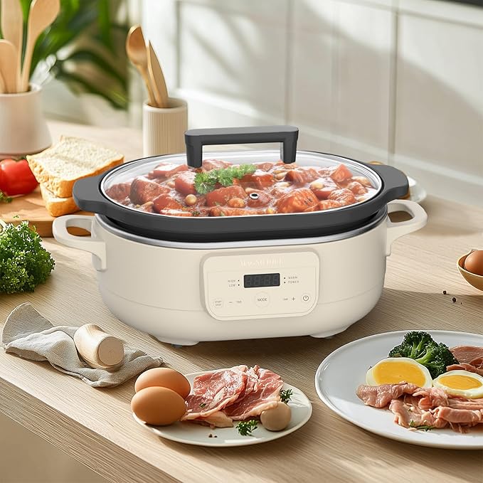 MAGNIFIQUE 6 Quart Programmable Slow Cooker Removable Healthy Nonstick Pot
