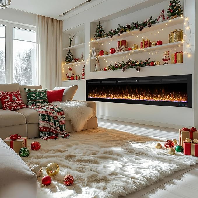 60 Inch WiFi-Enabled Recessed Electric Fireplace Inserts