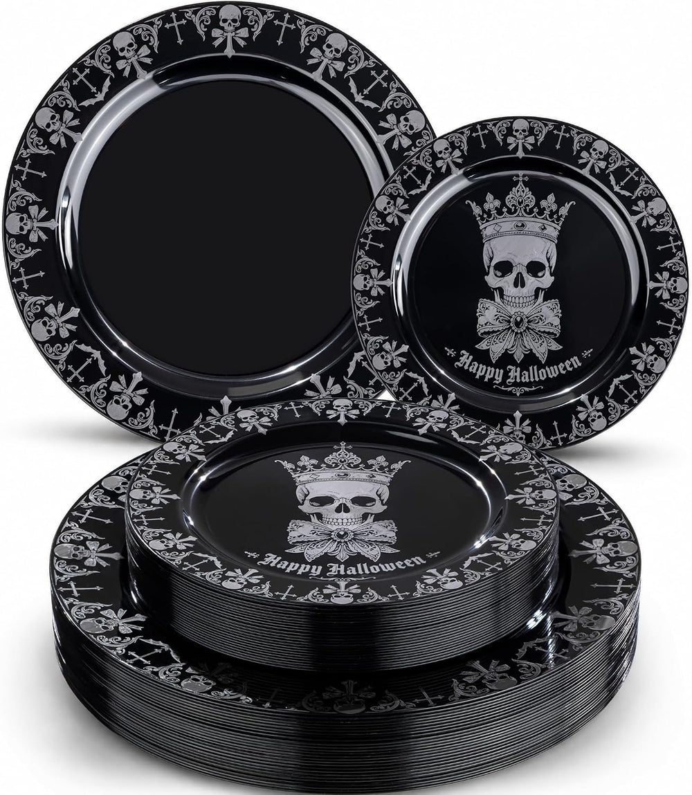 Hioasis Halloween Plastic Plates, 40-Pack, BPA-Free Heavy-Duty