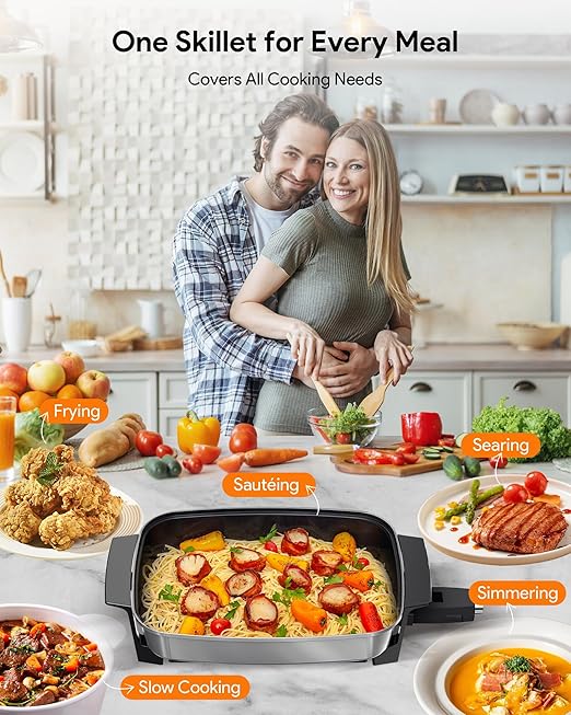 Nuwave Medley XL Digital Electric Skillet, Family Size Griddle w/Glass Lid