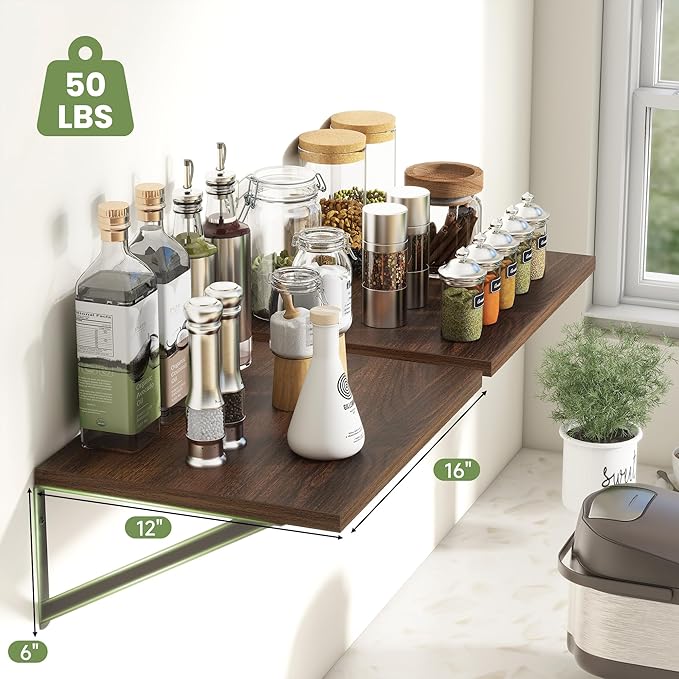 Heimlove 12 Inch Deep Floating Shelves (Set of 4)
