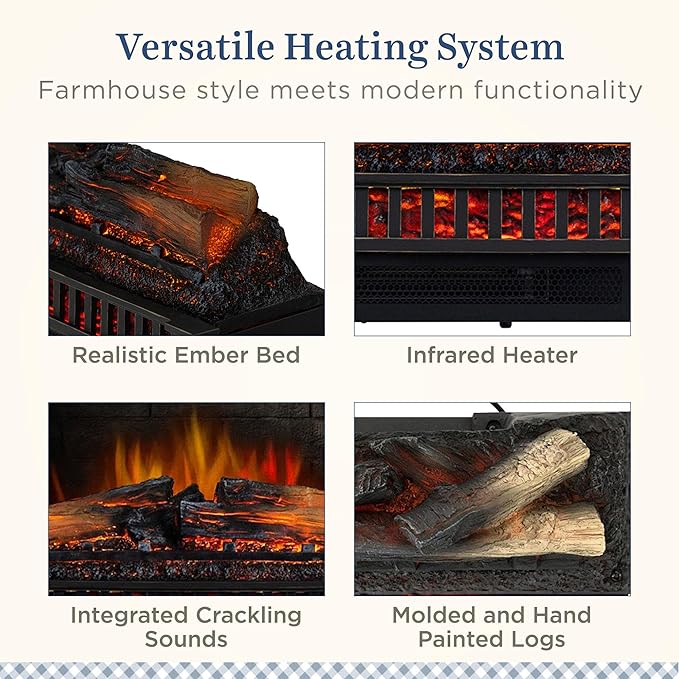 Country Living Electric Fireplace Logs, 27” LED Electric Fireplace Inserts