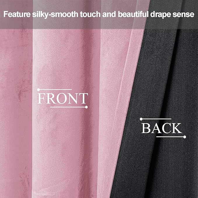 JIUZHEN Pink Velvet Curtains 120 inches (Set of 2)