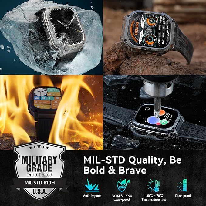 AMAZTIM Smart Watch, 60 Days Extra-Long Battery, 50M Waterproof, Rugged