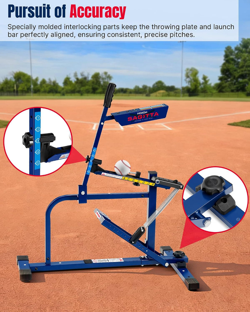 MOXOW Sagitta Manual Baseball & Softball Pitching Machine with Ball Caddy...