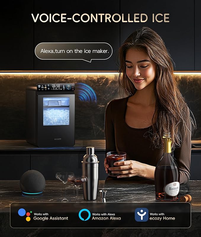 ecozy Nugget Ice Maker Countertop, Smart Pebble Ice Machine