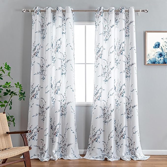 MYSKY HOME Floral Curtains 108 Inches Long