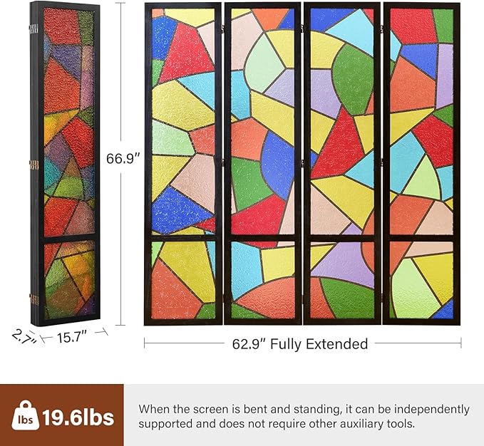Acrylic Room Divider, 4-Panel Freestanding Partition Screen, Frosted