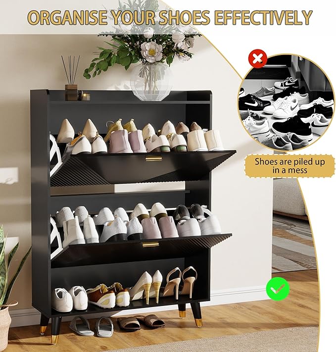 Shoe Cabinet Storage for Entryway, Shoe Organizer Cabinet Flip Drawers Narrow
