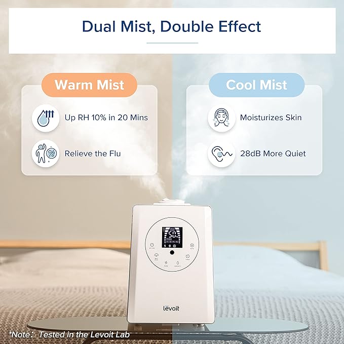 LEVOIT Humidifiers for Bedroom Large Room Home, 6L Warm and Cool Mist